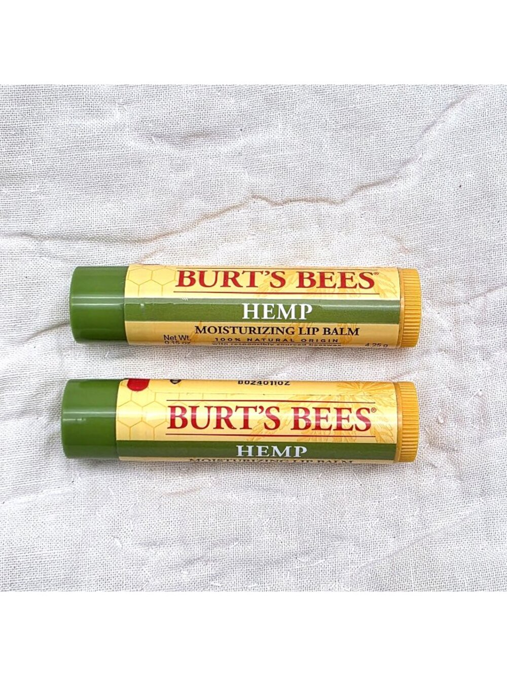 2 Pack Burts Bees Hemp Moisturizing Lip Balm All Natural 0.15 oz each NEW Sealed